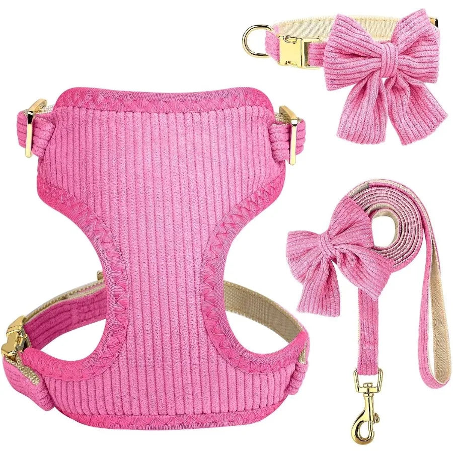 Cute Small Dog Harness Collar Leash Set Adjustable