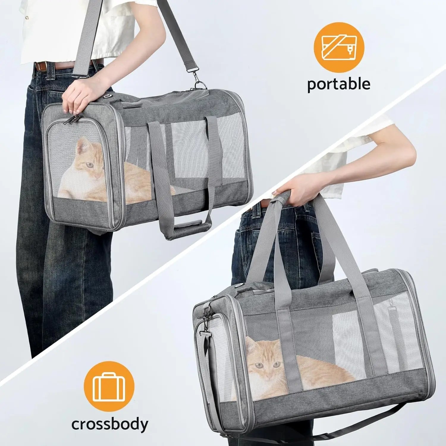 Airline Approved Pet Carrier for Cats Dogs Soft Travel Bag with Breathable Honeycomb Board ,Removable Support Board for Vet