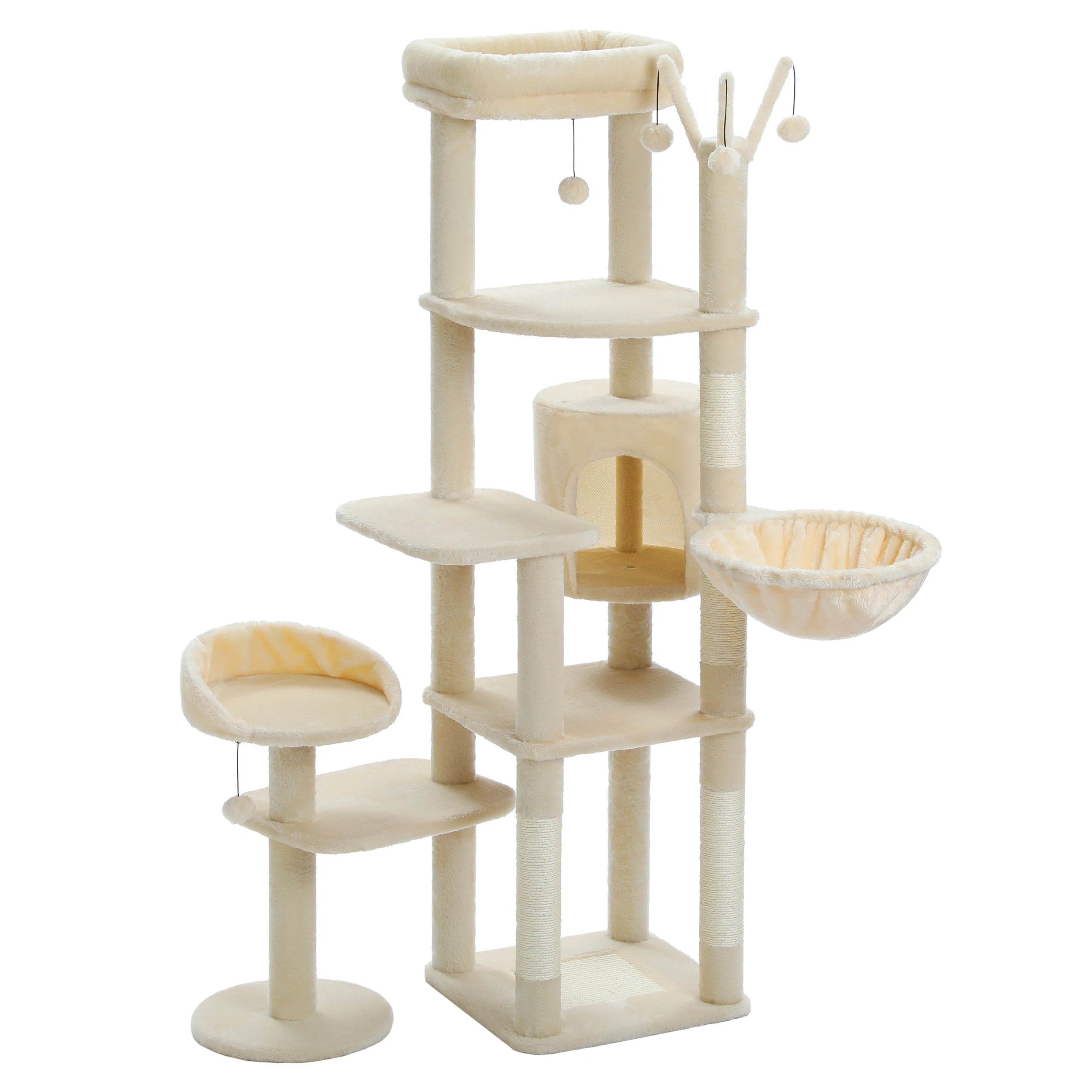 Tall Cat Tower for Cats with Super Big Hammock with Scratching Post