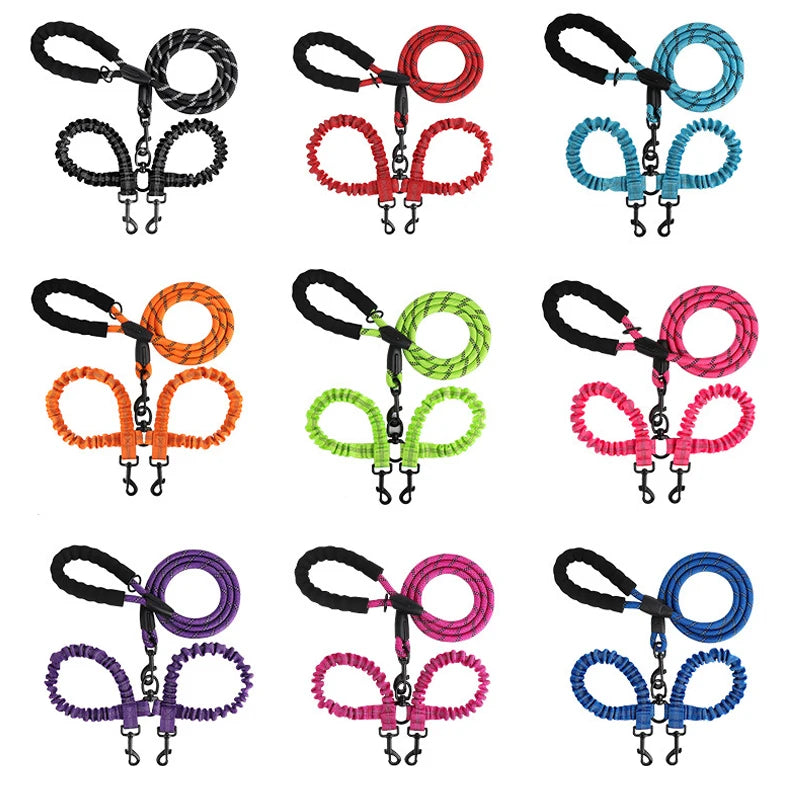 Nylon Two Dogs Collars Harness Leads and Walk Two at once