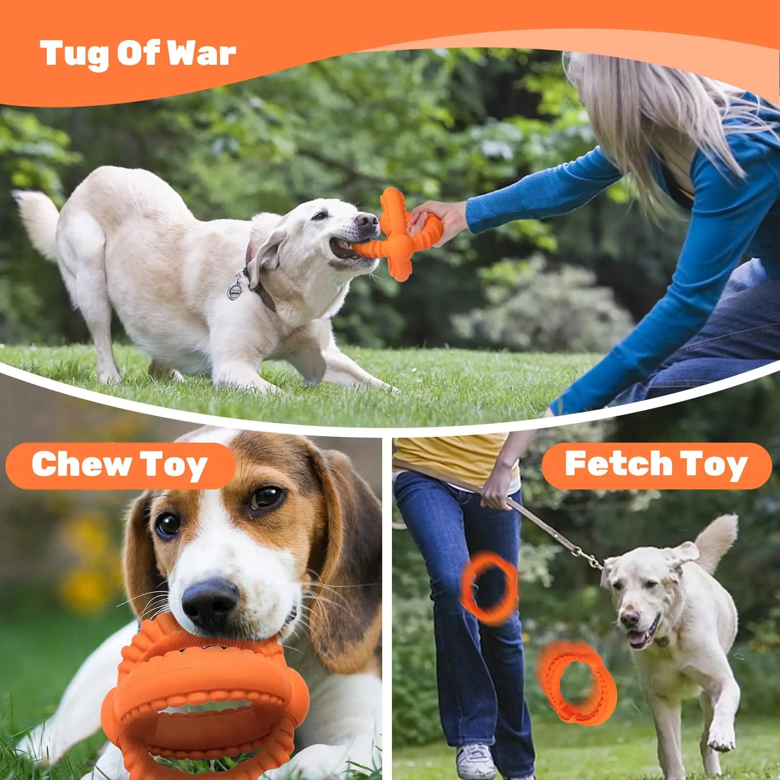 Detachable Dog Tug of War Toy with 2 Rings Suitable for Large Dogs