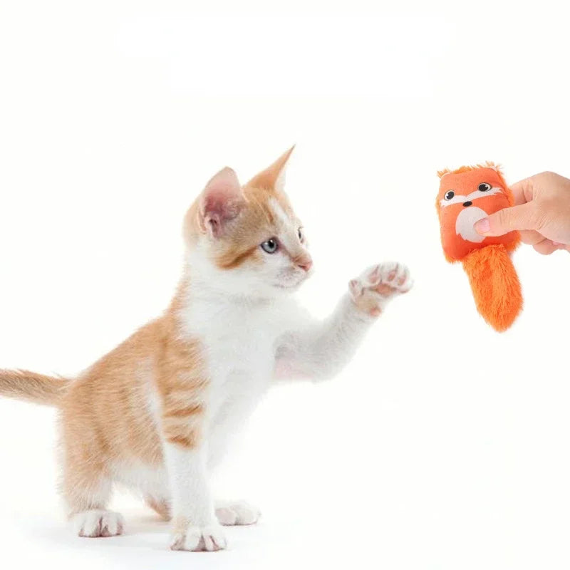 Cartoon fox shaped cat toy cute little raccoon squirrel nibbling toy creative cat mint cat pillow