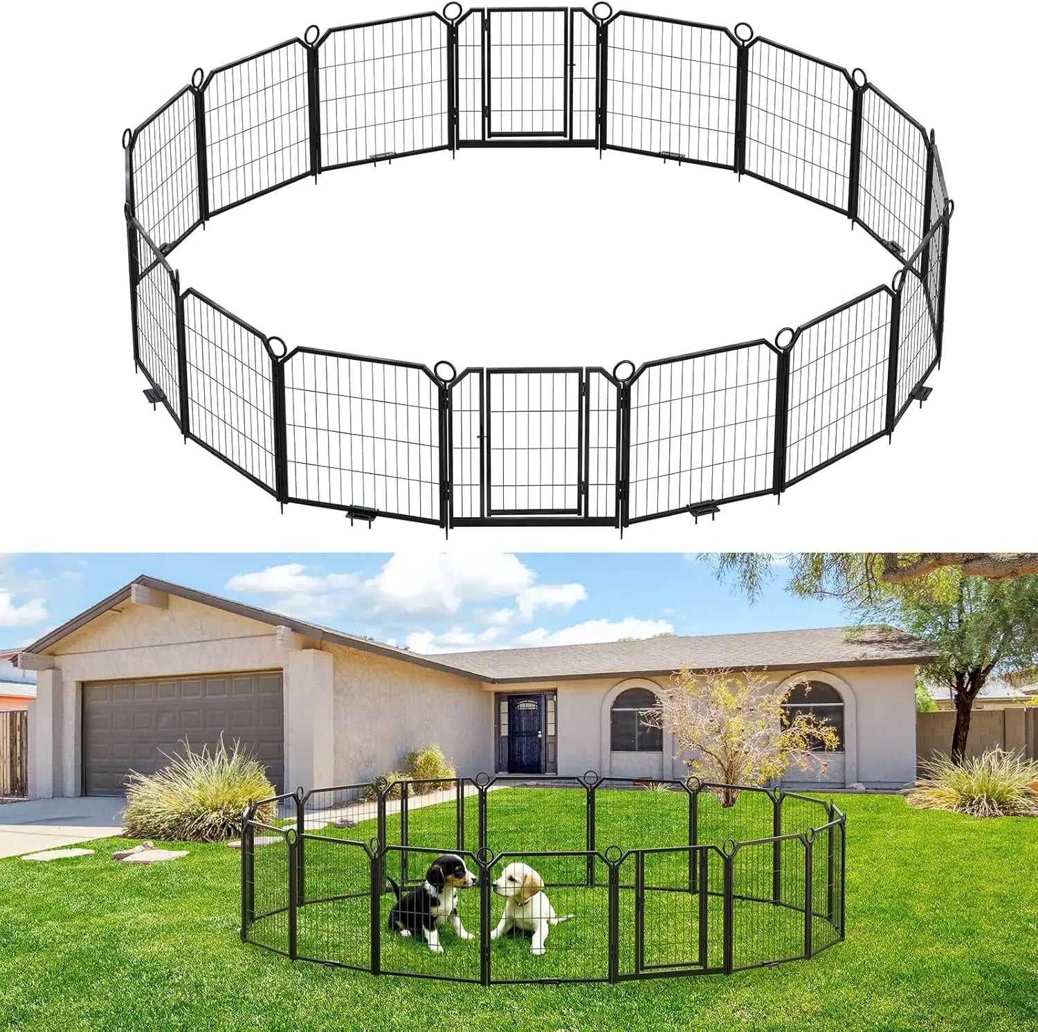 Heavy-Duty Portable Dog PlaypenDurable Metal Puppy Fence with Low-Step Entry – Indoor/Outdoor Pet Pen for Camping, Garden