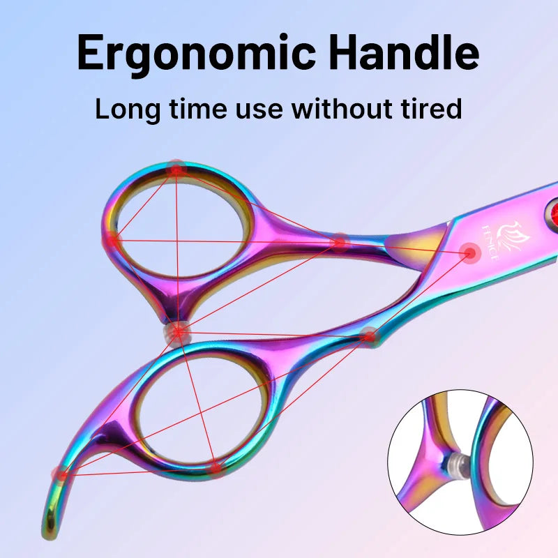 9cr steel 6.5/7.0 Inch rainbow & black dog grooming scissors Shears set