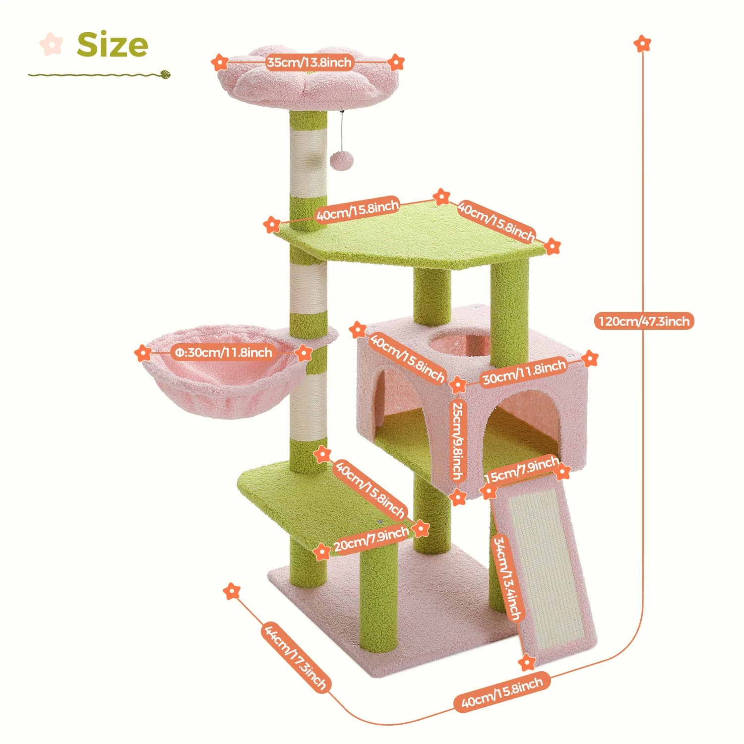 Multi-Level Cat Tower with Sisal Covered Scratching Posts  for Indoor Small Medium Cats Top Perch