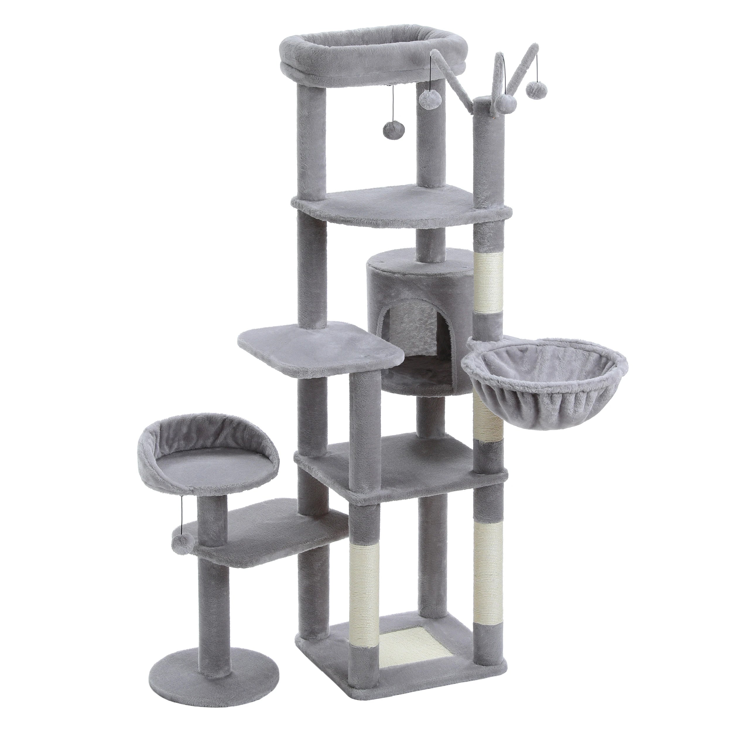 Tall Cat Tower for Cats with Super Big Hammock with Scratching Post