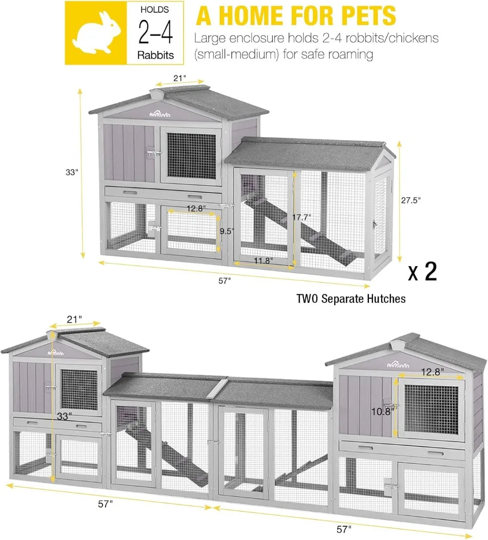 Indoor, outdoor Bunny Cage  with Deeper Leakproof Plastic Tray