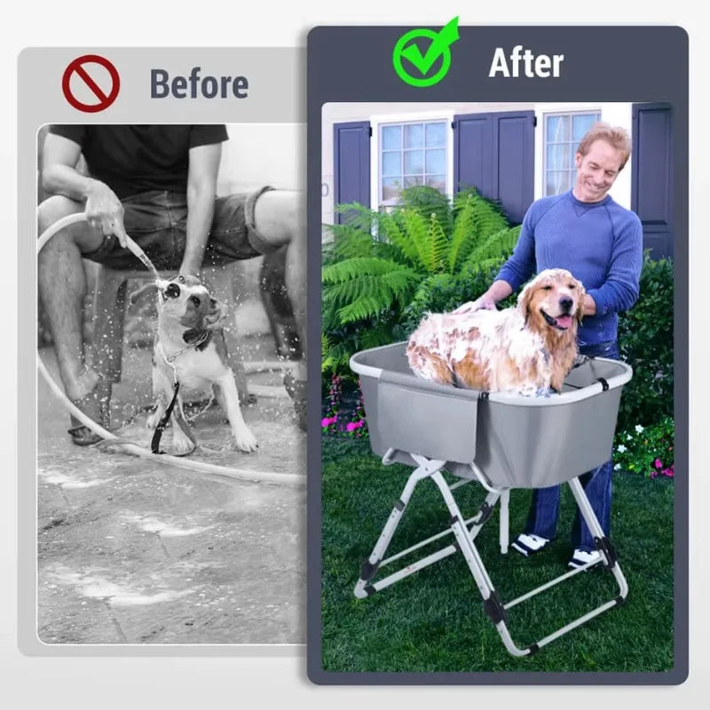 Foldable Pet Dog Bathing Station Adjustable, Ideal For Medium To Large Pets