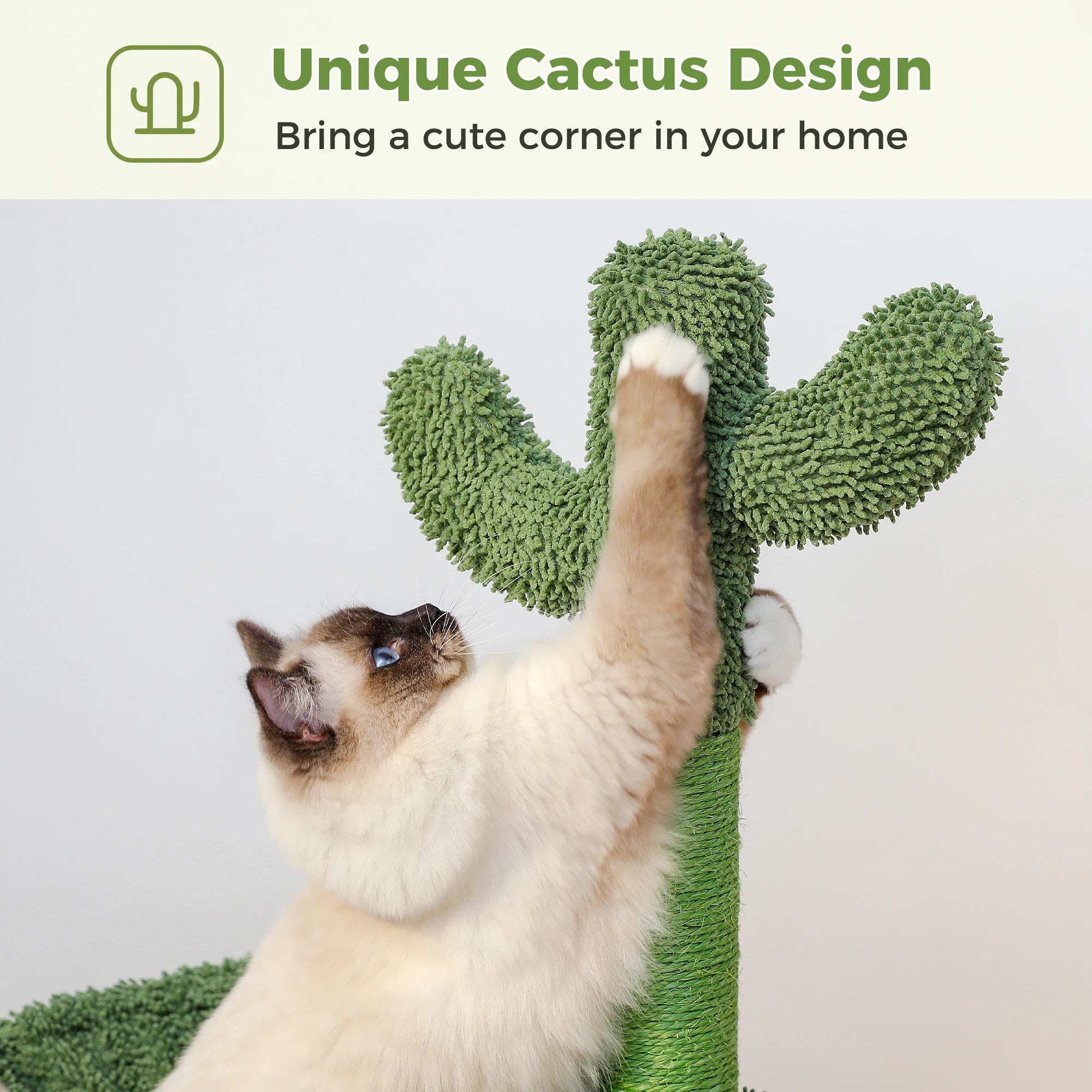 Cactus Cat Tree with Large Condo, Hammock, Dangling Ball