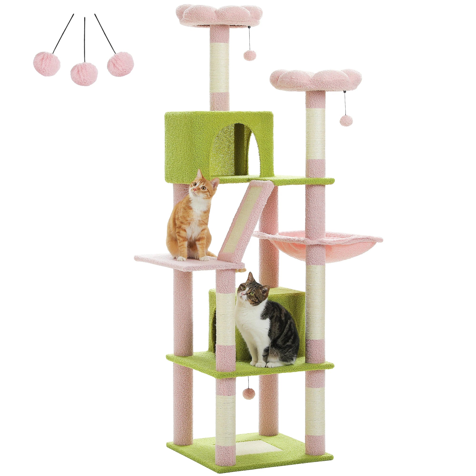Multi-Level Plush Cat Condo with Scratching Posts Scratching Boards Perches Caves