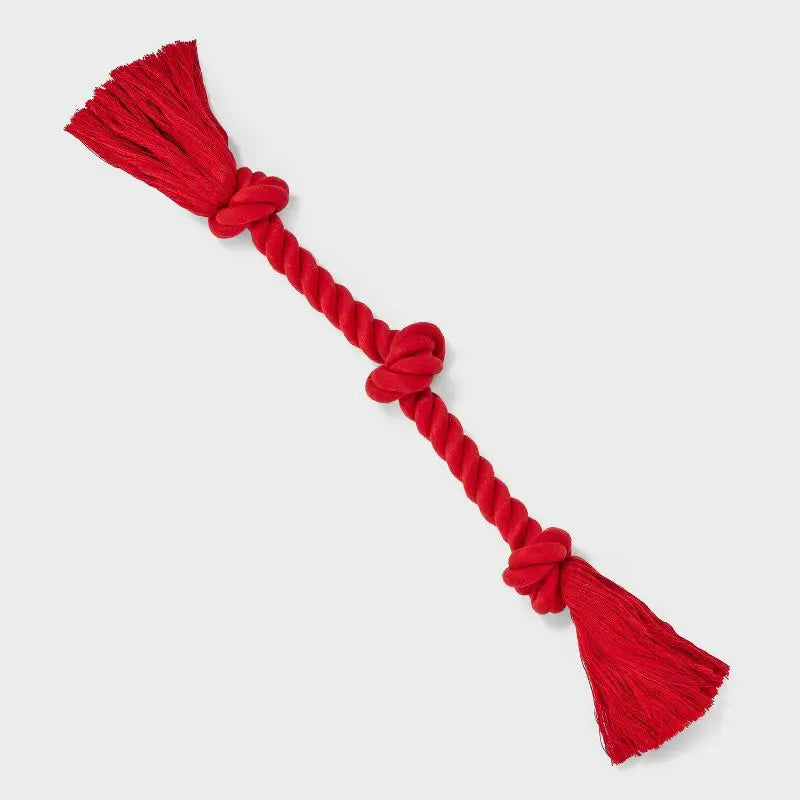 15 Inch Red Rope Dog Toy for Aggressive Chewers Tough Durable Tug of War