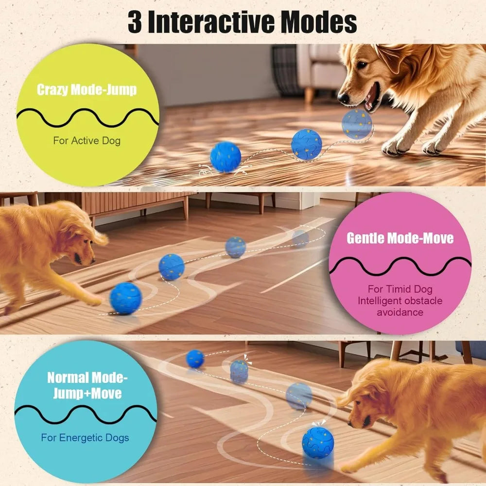Interactive Dog Ball, Smart Dog Toy for Medium and Large Dogs, Automatic Moving, Rotating & Bouncing