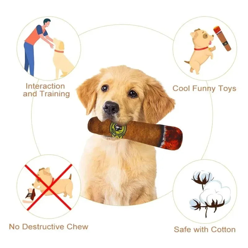 Fake Cigar Dog Plush Toy
