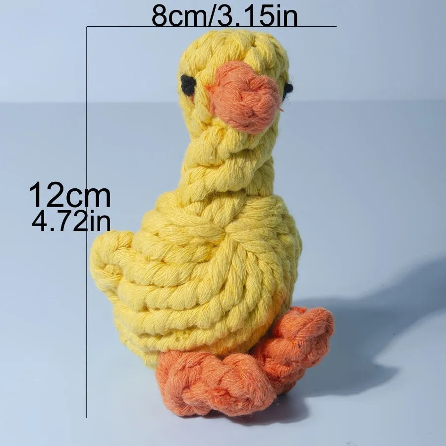 Duck Shaped Pet Knot Toy; plush dog chew toy