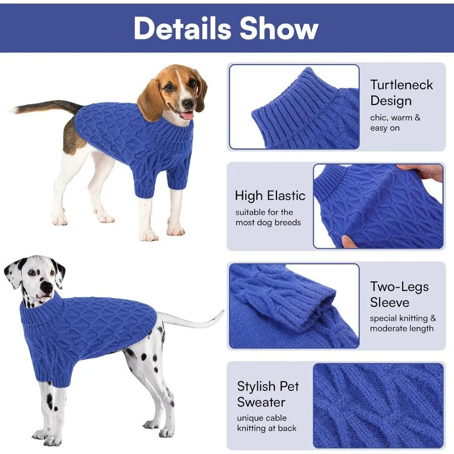 Warm Pullover Dog Sweaters for Small Dogs in Royal Blue Soft Thick Winter Clothing Ideal for Chihuahua Dachshund Yorkie