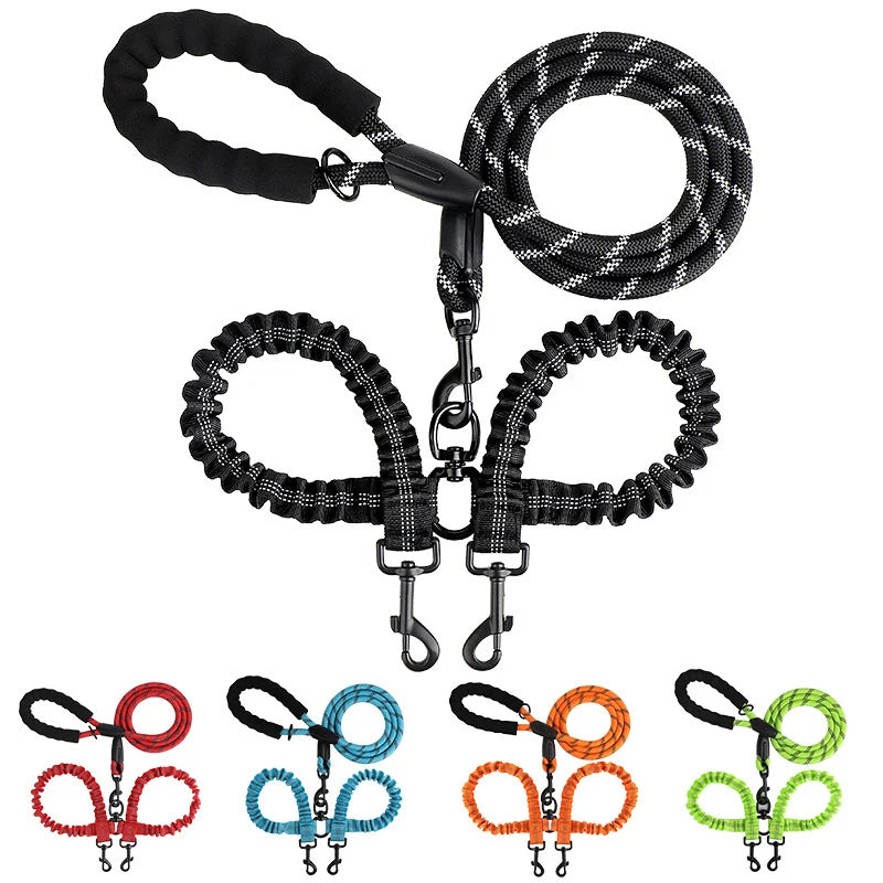 Nylon Two Dogs Collars Harness Leads and Walk Two at once