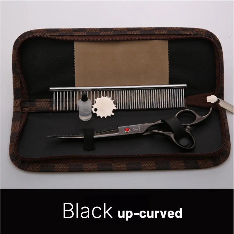 9cr steel 6.5/7.0 Inch rainbow & black dog grooming scissors Shears set