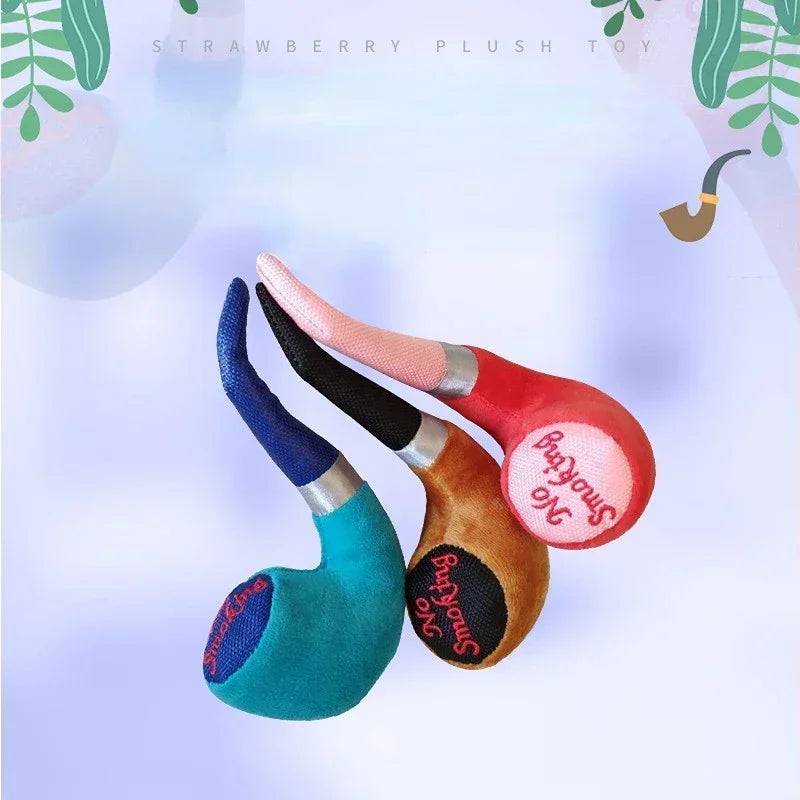 1Pc Plush Squeak Smoking Pet Toys