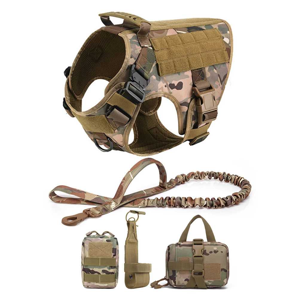 Military Dog Harness Leash Bags Set
