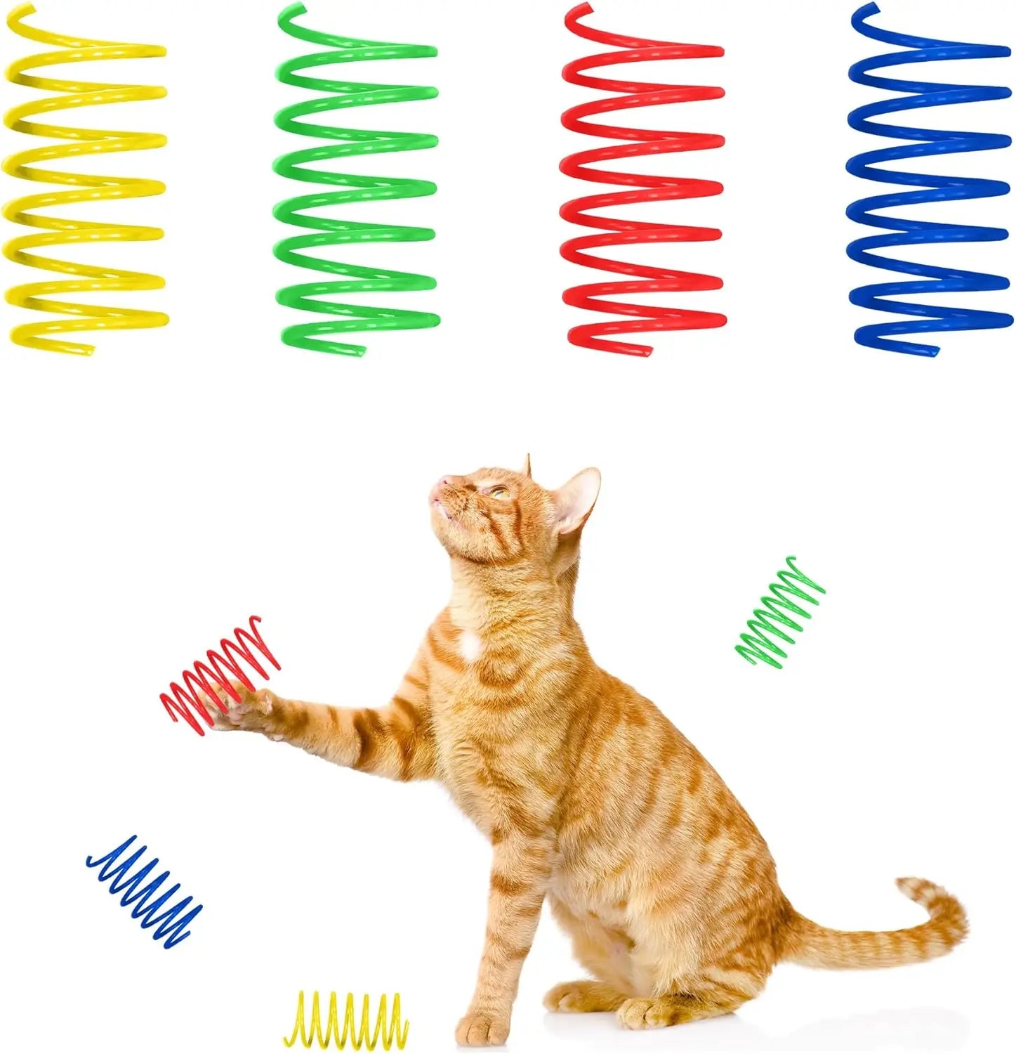 Thin colored spring cat toy - Bouncing coil suitable for medium indoor cat breeds