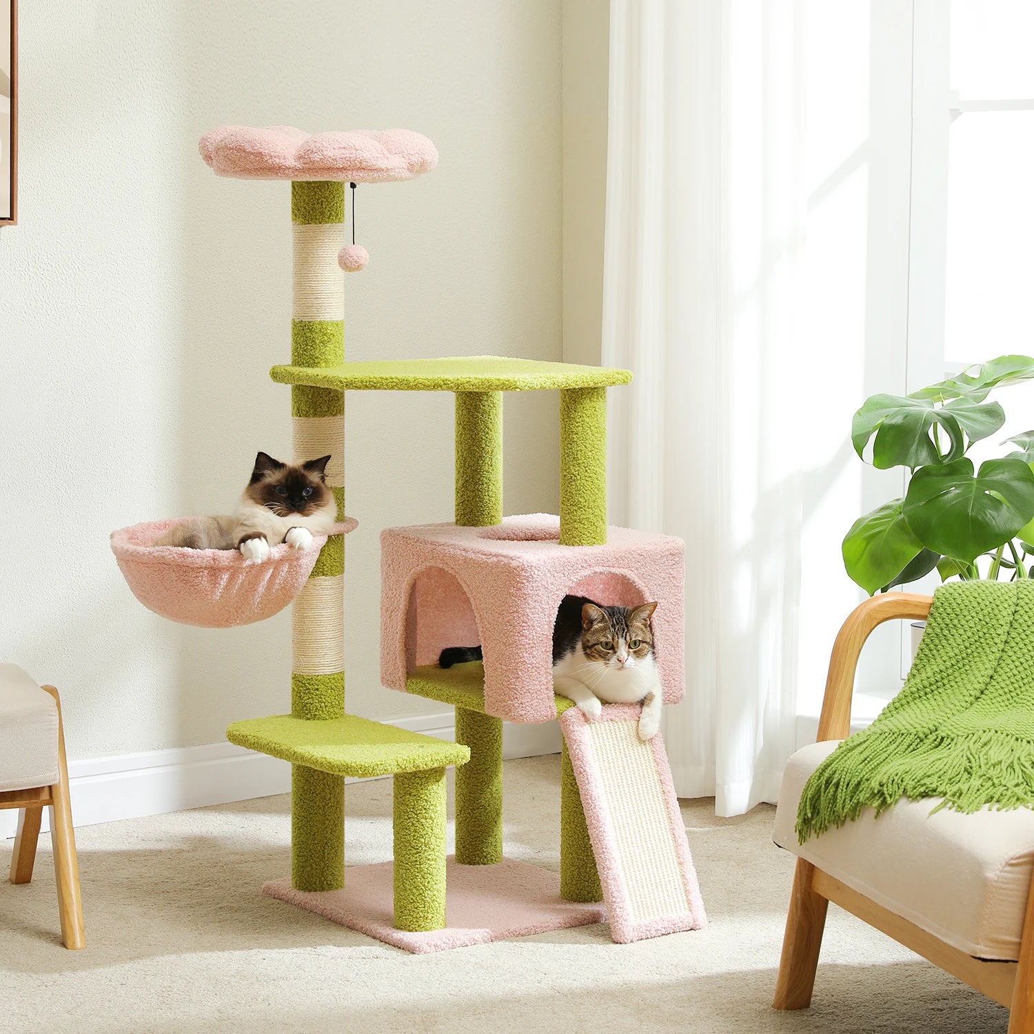 Multi-Level Cat Tower with Sisal Covered Scratching Posts  for Indoor Small Medium Cats Top Perch