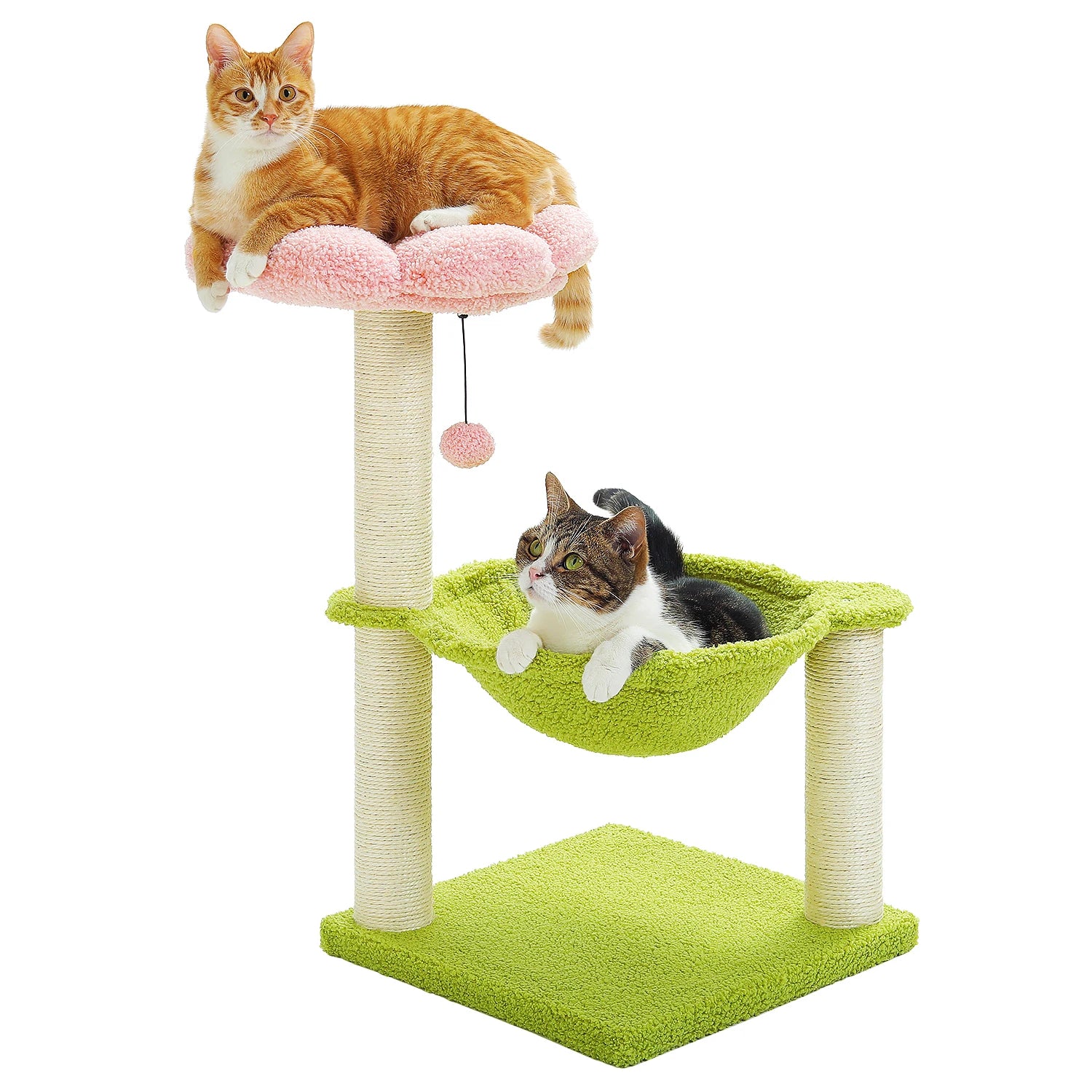 Flower Cat Tree with Sisal Scratching Post Large Hammock Soft Top Perch
