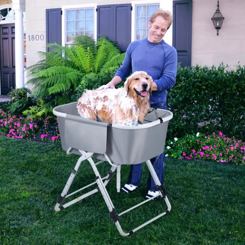 Foldable Pet Dog Bathing Station Adjustable, Ideal For Medium To Large Pets