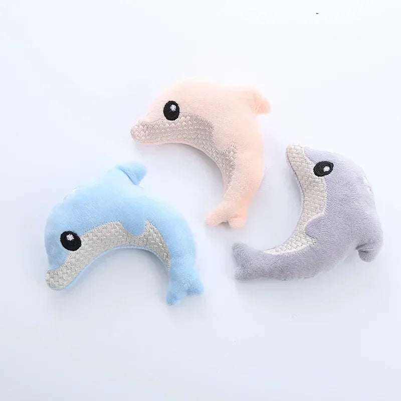 cat toy Cute stuffed animal baby dolphin with catnip
