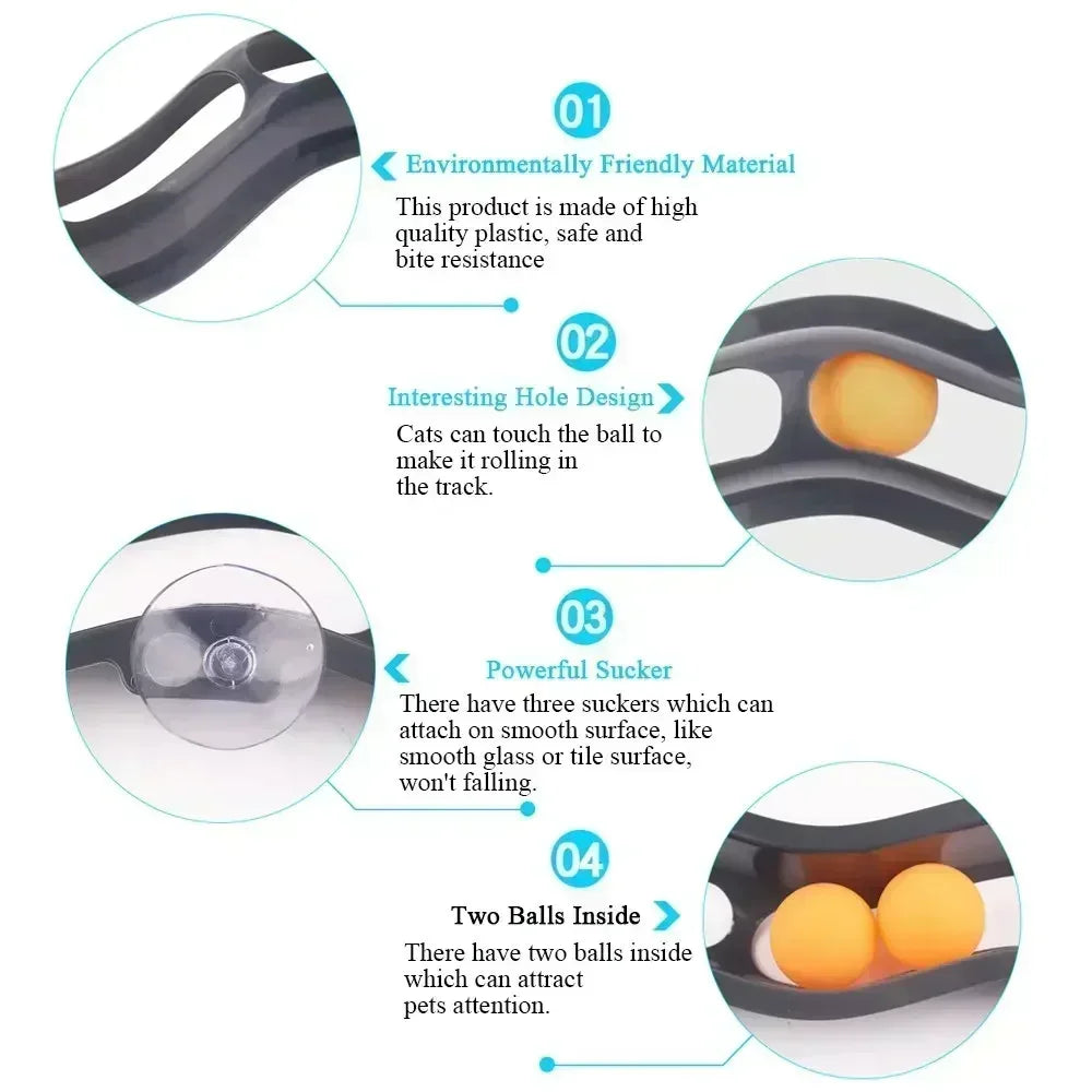 Cat Toy Track Window Suction Cup Toy Ball Cat Scratch Plastic