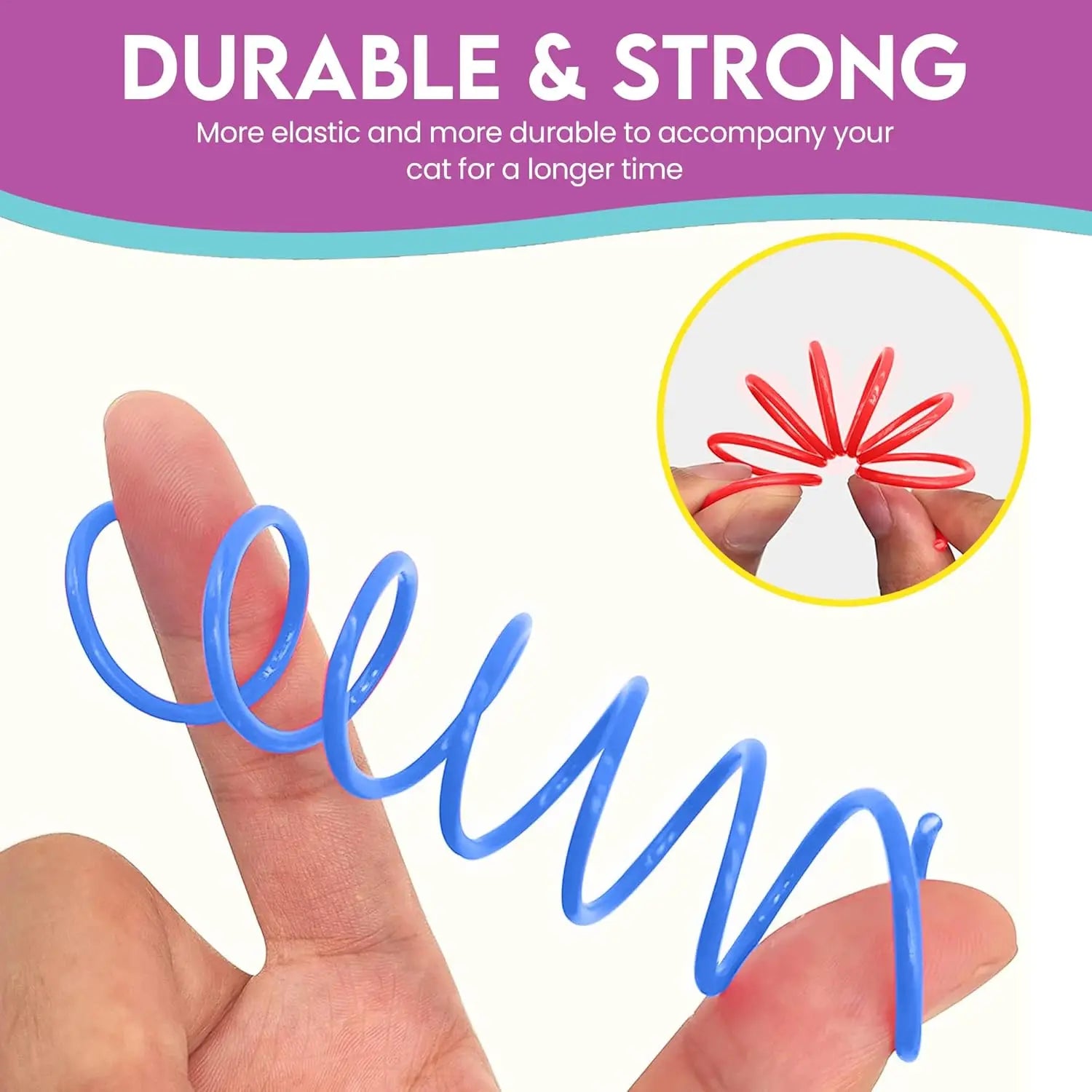 Thin colored spring cat toy - Bouncing coil suitable for medium indoor cat breeds