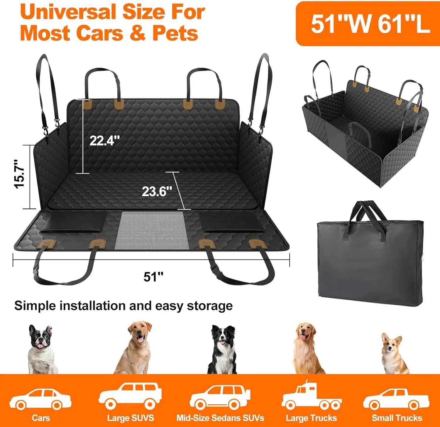 Waterproof Foldable Dog Car Seat