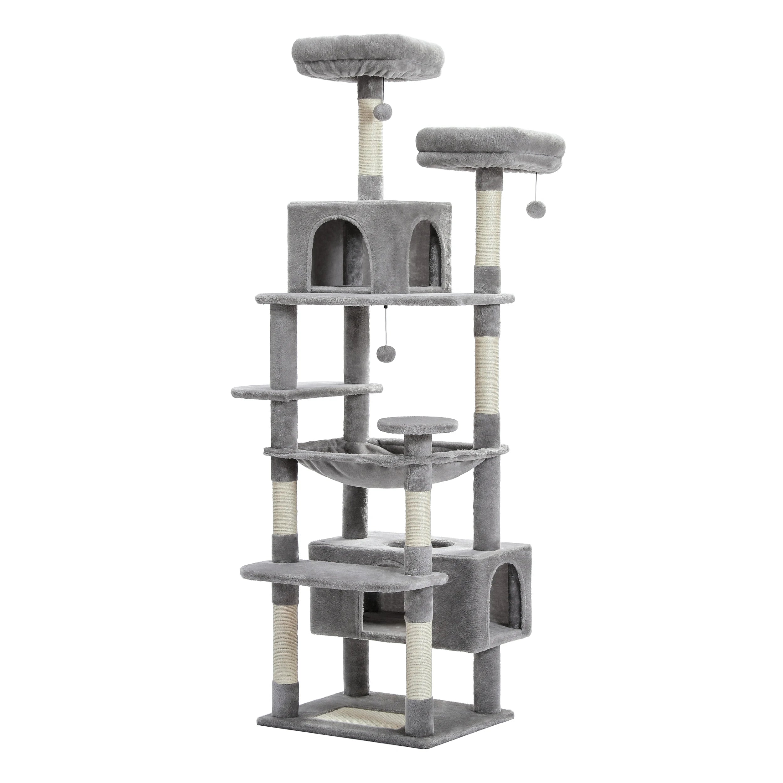 Multi-Level Plush Cat Condo with Scratching Posts Scratching Boards Perches Caves