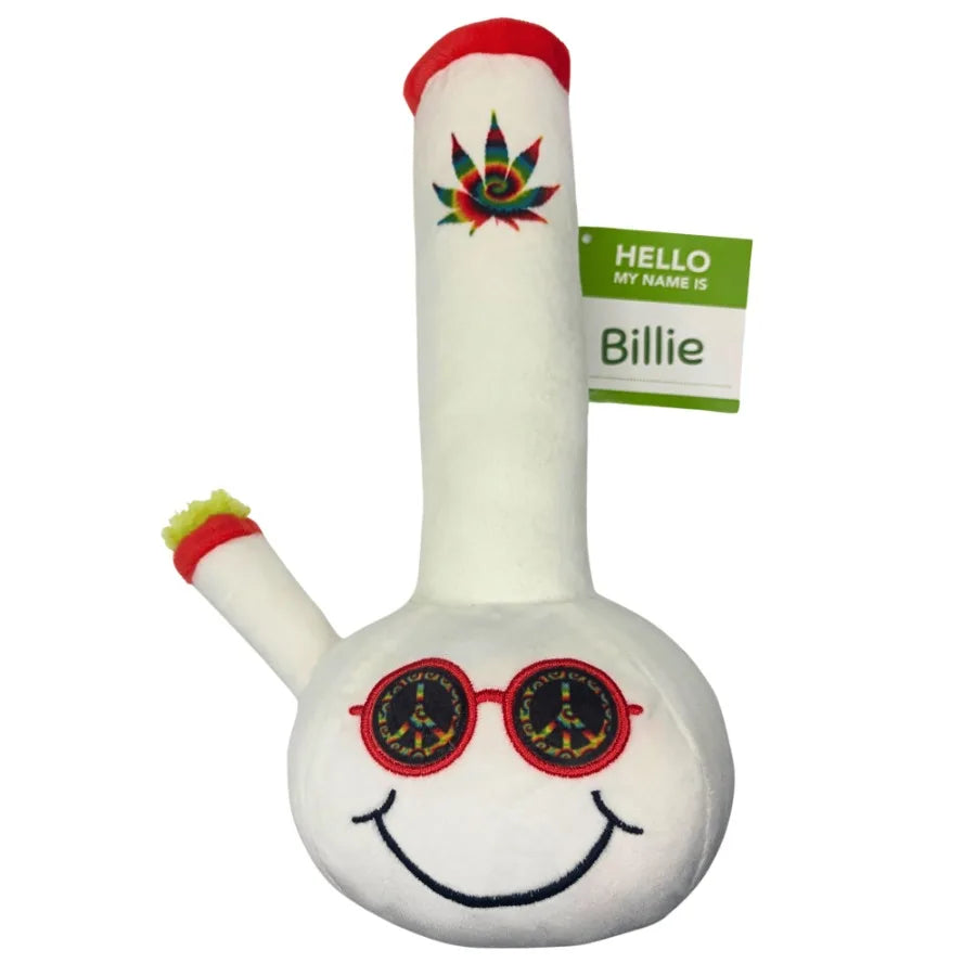 My Name is Billie Funny Squeaky Weed Dog Toy Cute Stuffed Parody Pot Bong Cool Plush 420 Novelty Gift for Pets Their Owners Siz