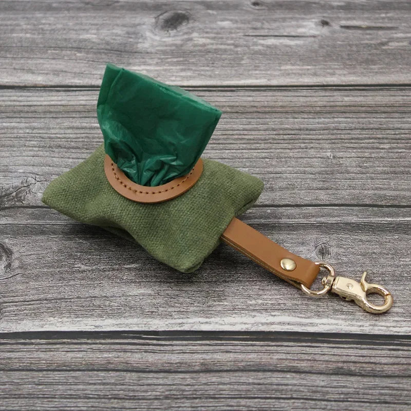 Pet Dog Poop Bag Holder Leash canvas Adjustable Mini Travel Garbage Bag Dogs Waste Poop Bags Dispenser Cleaning portable Tools