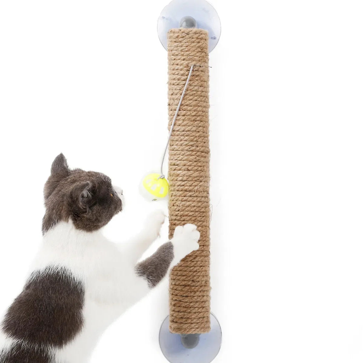 'Stick N' Claw' Sisal Rope and Toy Suction Cup Stick Shaped Cat Scratcher