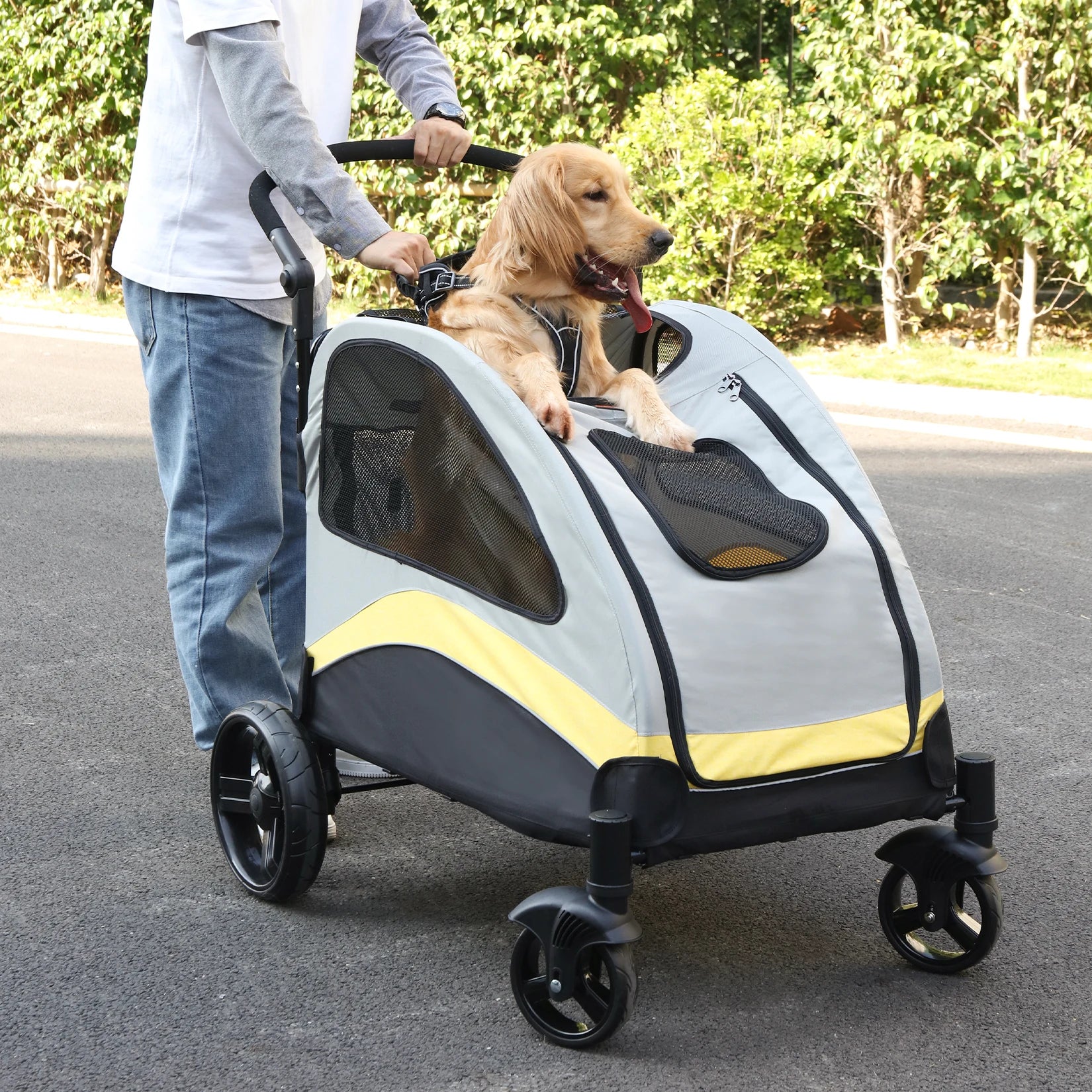 Pet Travel Carriage Stroller Breathable Carrier for Outside Play
