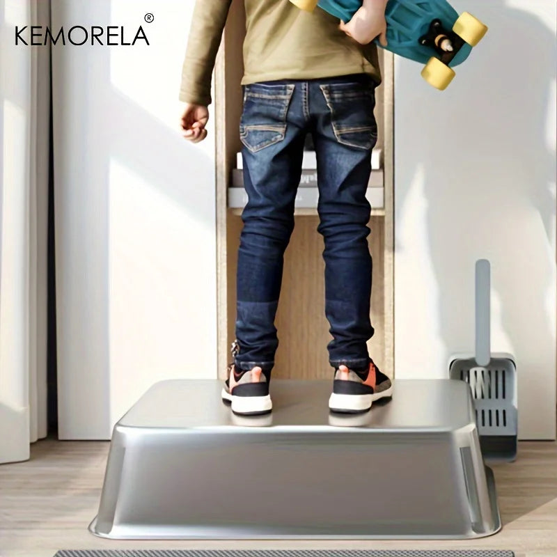 Stainless Steel Litter Box With Litter Mat And Litter Spade Lid High Side