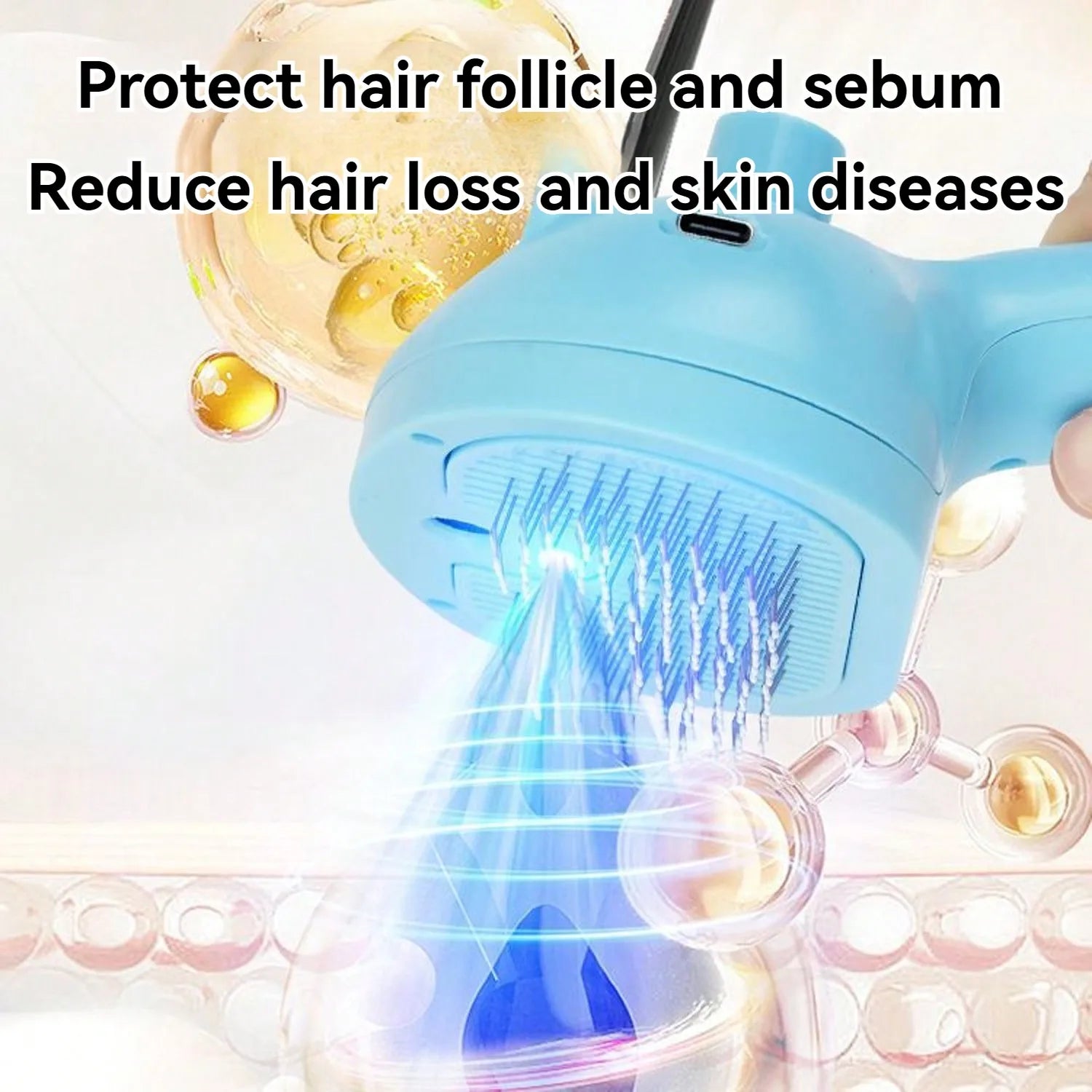 3 In 1 Self Cleaning Steamy Pet Brush - Anti-Static, Grooming Tool For Long And Short Hair Pets, Removes Loose Hair.