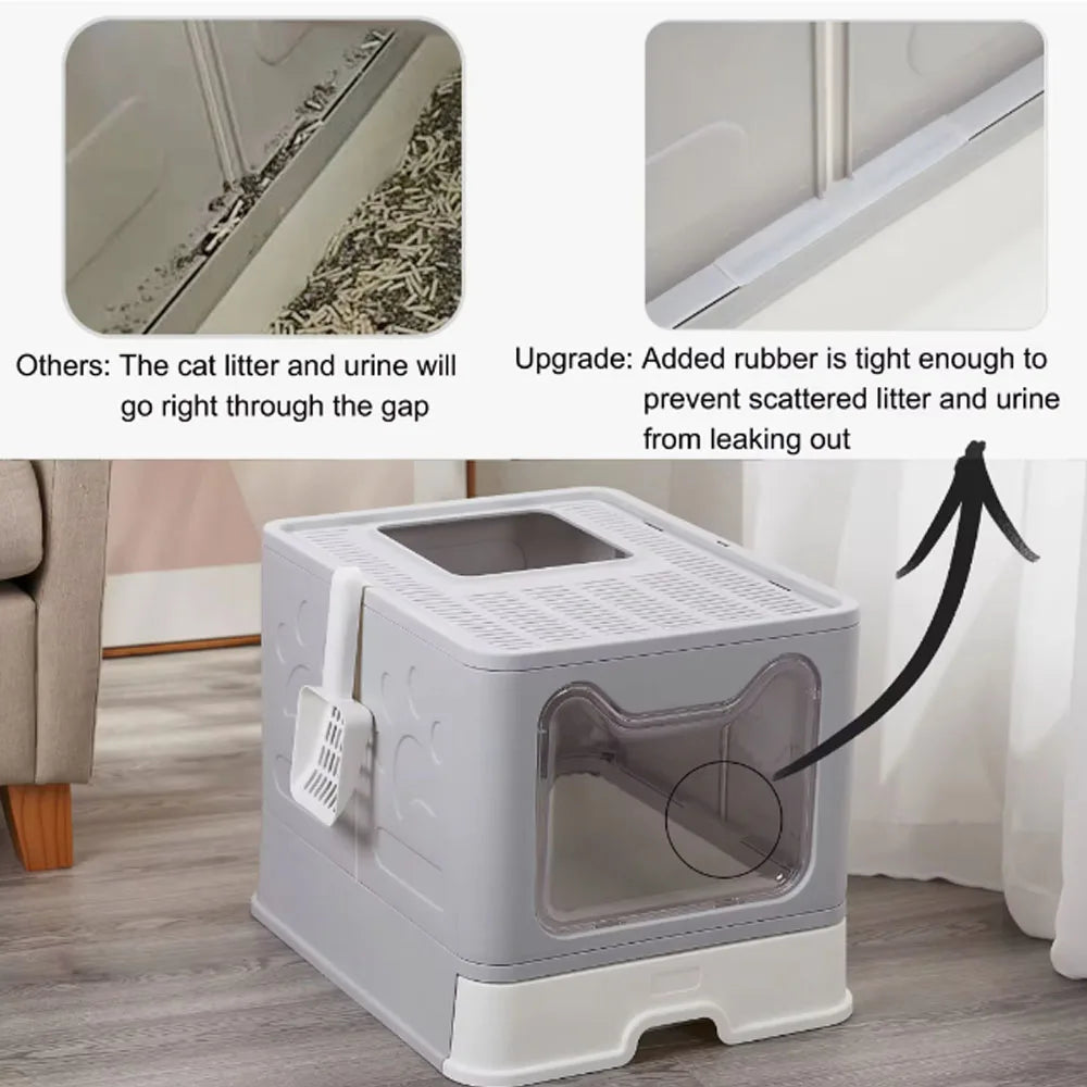 Foldable Litter Box: Drawer Design with Scooper