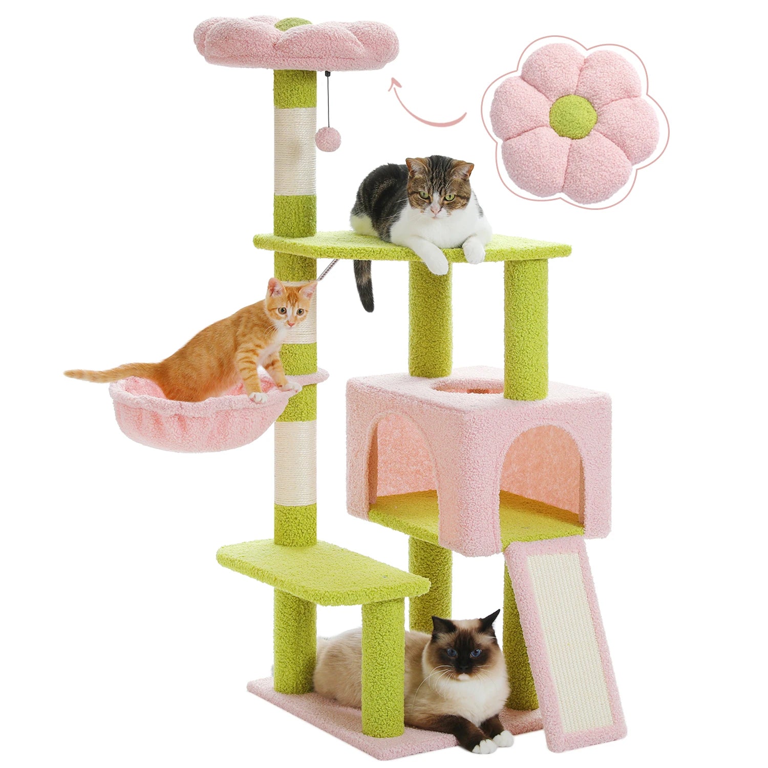 Multi-Level Cat Tower with Sisal Covered Scratching Posts  for Indoor Small Medium Cats Top Perch