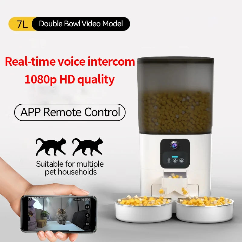 pet food dispenser 7L large capacity connect wifi timer dosing