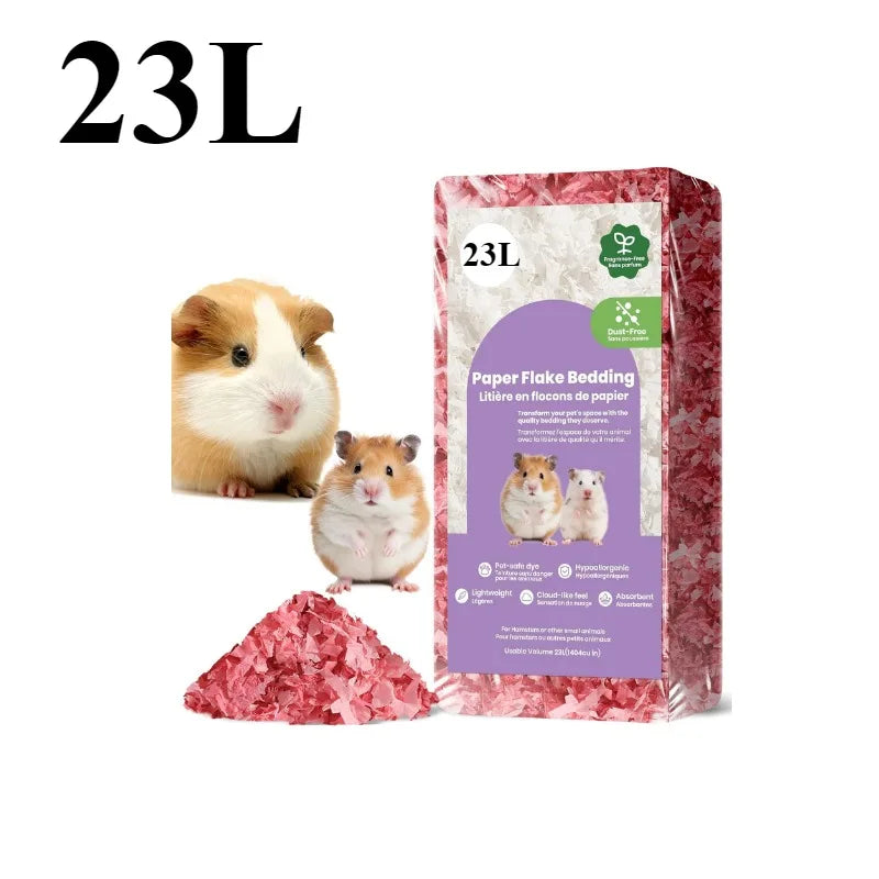 23L/50L Paper Small Pet Bedding Hamster Rabbits Guinea Pigs Odor Control Dust-Free Moisture Absorbent Natural Shavings Bedding