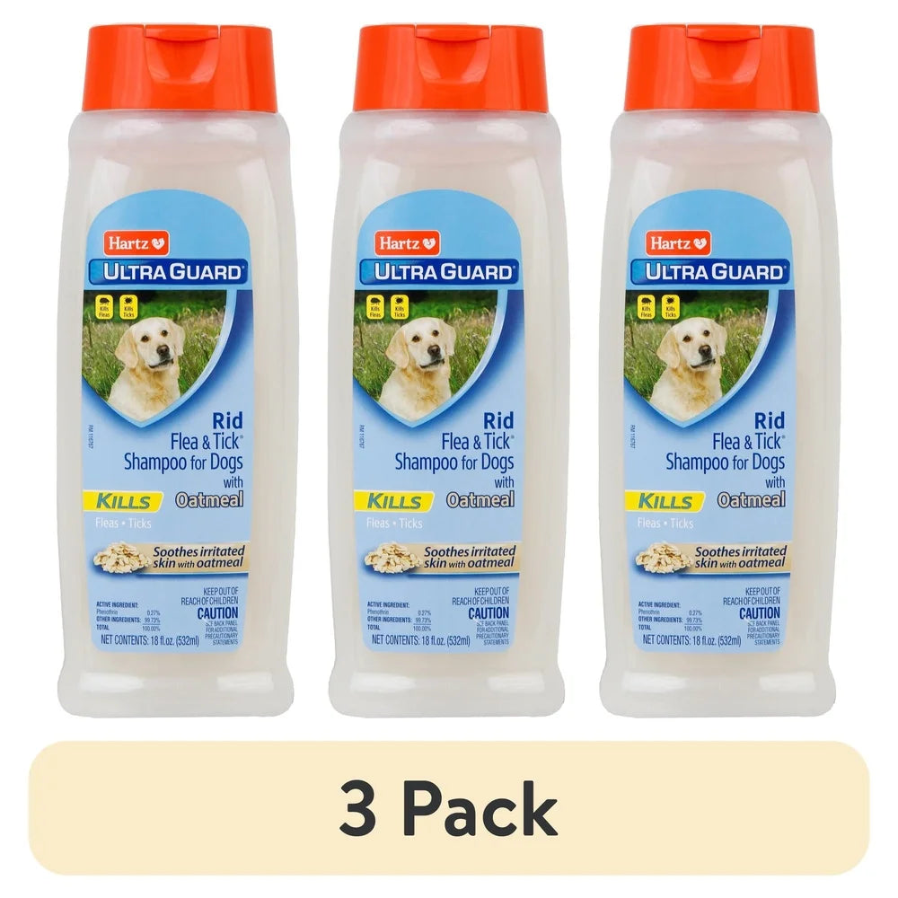 UltraGuard Flea Tick Oatmeal Shampoo Dogs 3 Pack 18oz Cleansing Formula