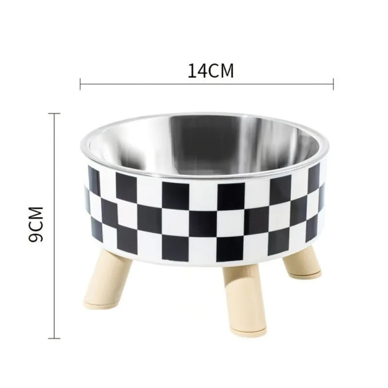 Elevated stainless steel cat bowl with neck protection design - anti slip