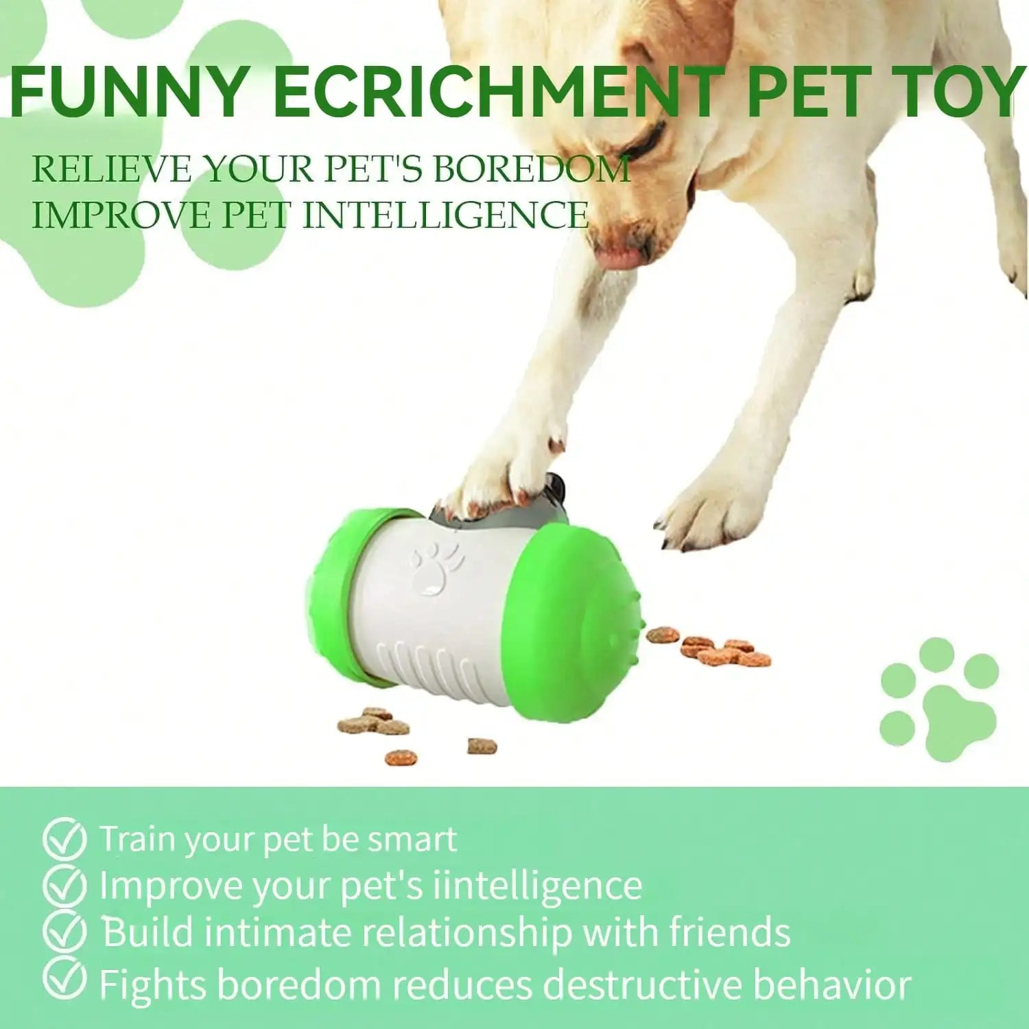 Snack Dispensing Dog Toys, Rocking Bear Food Dispenser Tumbler