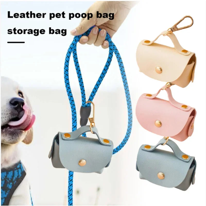 Poop Bag Holder Faux Leather Dog Poop Bag Dispenser