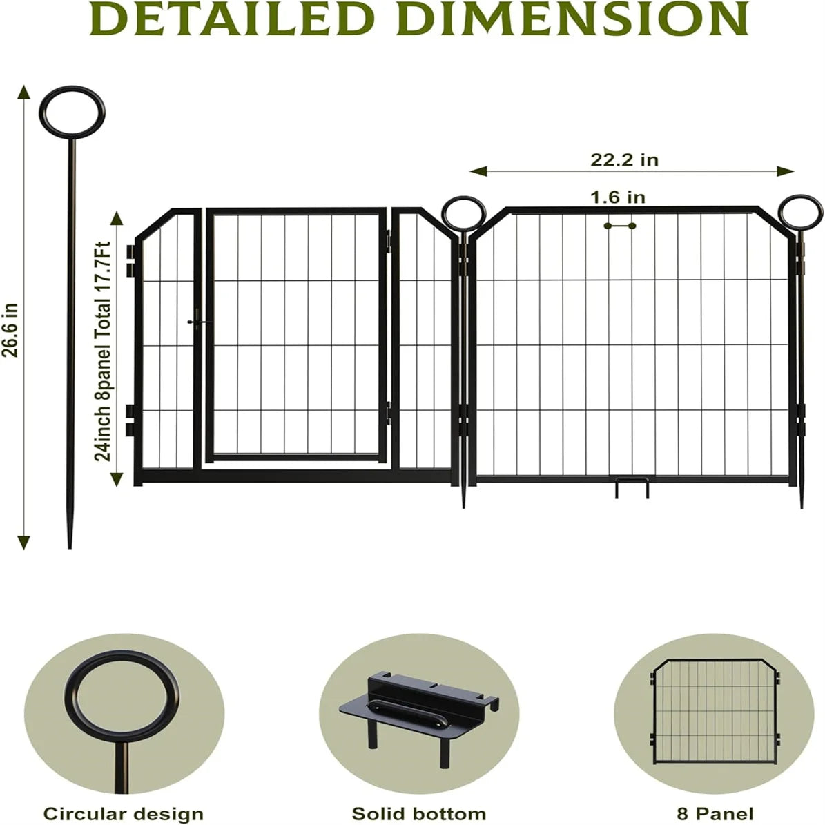 Heavy-Duty Portable Dog PlaypenDurable Metal Puppy Fence with Low-Step Entry – Indoor/Outdoor Pet Pen for Camping, Garden