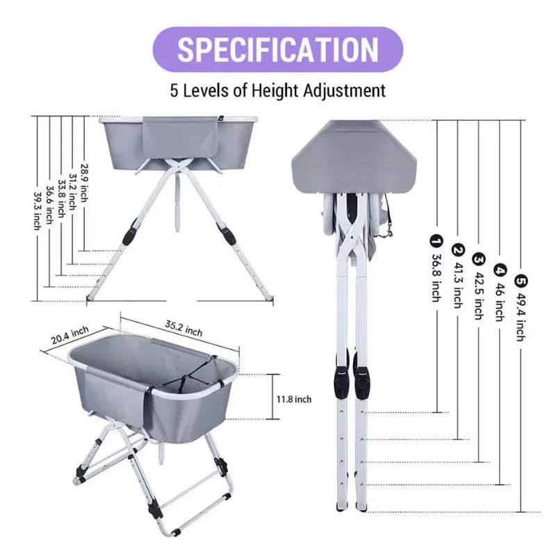Foldable Pet Dog Bathing Station Adjustable, Ideal For Medium To Large Pets