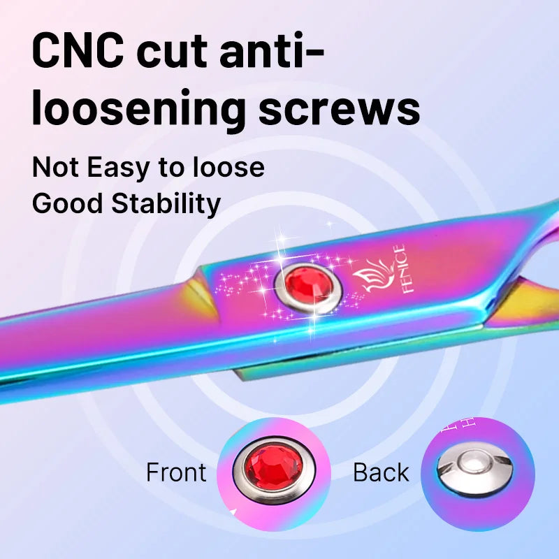 9cr steel 6.5/7.0 Inch rainbow & black dog grooming scissors Shears set