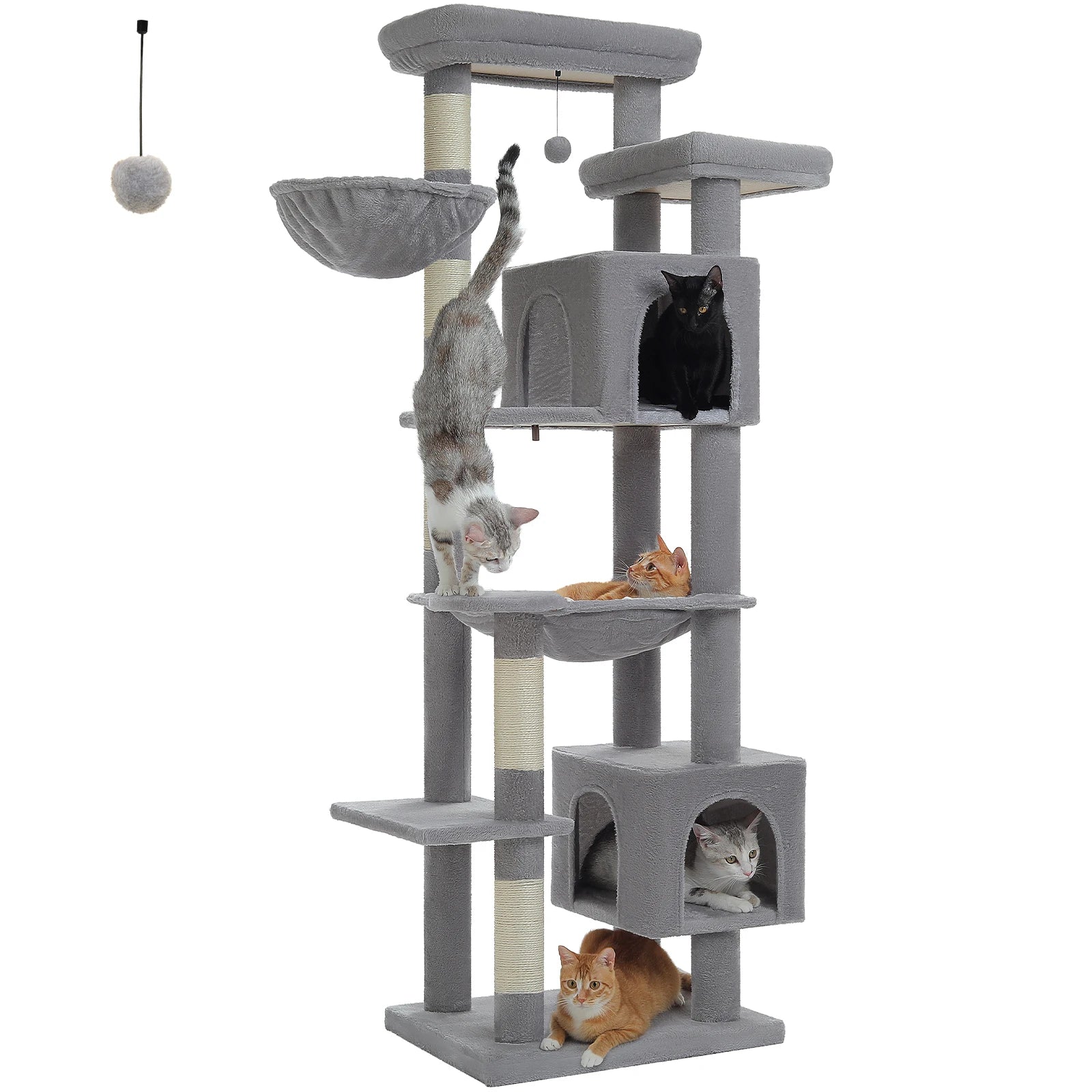 Multi-Level Plush Cat Condo with Scratching Posts Scratching Boards Perches Caves